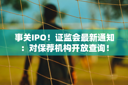 事关IPO！证监会最新通知：对保荐机构开放查询！