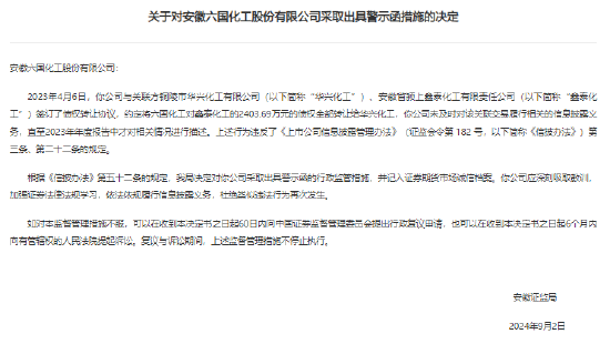 未及时对关联交易信披 六国化工董秘邢金俄被监管约见谈话